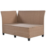 5-Piece Outdoor Patio Rattan Sofa Set, Sectional PE Wicker L-Shaped Garden Furniture Set with 2 Extendable Side Tables, Dining Table and Washable Covers for Backyard, Poolside, Indoor