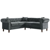Grey Tufted L shaped Couch