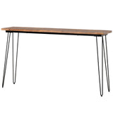 TOPMAX Updated 4 Pieces Counter Height Extra Long Dining Table Set with 3 PU Stools Bar Kitchen Table Set Console Table,Rustic Brown Table+Black Stool