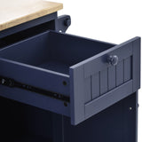 Kitchen Island Cart with Storage Cabinet and Two Locking Wheels, Solid wood desktop, Microwave cabinet