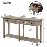 TREXM Rustic Brushed Texture Entryway Table Console Table with Drawers and Bottom Shelf for Living Room (Grey Wash)