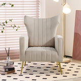 Modern Velvet Accent Chair with Arms, Wingback Reading Chair