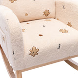 26.8"W Modern Rocking Chair for Nursery, Mid Century Accent Rocker Armchair With Side Pocket, Upholstered High Back Wooden Rocking Chair for Living Room Baby Kids Room Bedroom, Beige Boucle