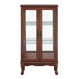 Curio Cabinet Lighted Curio Diapaly Cabinet with Adjustable Shelves and Mirrored Back Panel, Tempered Glass Doors