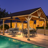 Large wood pergola, 13x16 FT Solid Wood Gazebo with Waterproof Asphalt Roof, Outdoor Permanent Hardtop Gazebo Canopy for Patio, Garden, Backyard