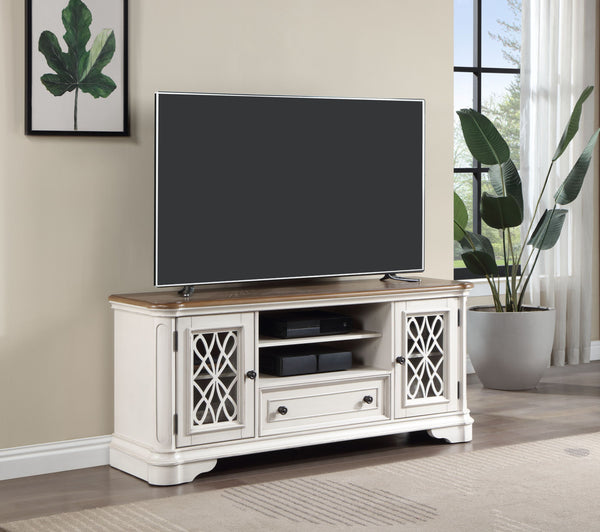TV Stand in Oak & Antique White Finish