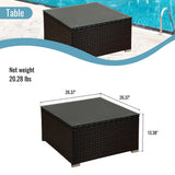 Outdoor Garden Patio Furniture 8-Piece Brown Rattan Wicker Sectional Blue Cushioned Sofa Sets