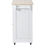 K&K Store Kitchen Island Cart with Two Storage Cabinets - Wine Rack, Two Drawers - Spice Rack - Towel Rack