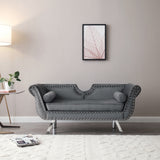 Grey Modern Accent Loveseat with Nailhead Trimming