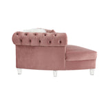 Pink Sectional Sofa w/7 Pillows, Pink Velvet