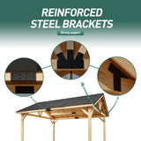 Large wood pergola, 13x16 FT Solid Wood Gazebo with Waterproof Asphalt Roof, Outdoor Permanent Hardtop Gazebo Canopy for Patio, Garden, Backyard