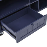 Kitchen Island Cart with Storage Cabinet and Two Locking Wheels, Solid wood desktop, Microwave cabinet