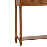 TREXM Console Table Sofa Table for Entryway with Drawers and Long Shelf Rectangular (Antique Walnut)