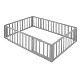 Full Size Wood Daybed Frame with Fence, Gray（OLD SKU:WF289662AAE）