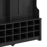 Modern Style Multiple Functions Hallway Coat Rack with Metal Black Hooks