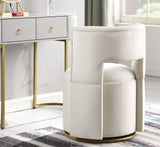 360° Swivel Accent Chair with Storage Function, Velvet Curved Chair with Gold Metal Base for Living Room, Nursery, Bedroom [Video]