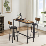 Bar Table Set with 2 Bar stools PU Soft seat with backrest (Rustic Brown,43.31’’w x 15.75’’d x 23.62’’h)
