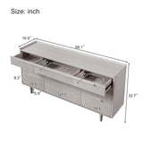 Modern Style Wood Grain 9-Drawer Dresser with Solid Wood Legs, Stone Gray