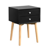 Nightstand Bedside Table with 2 Drawers and Rubber Wood Legs