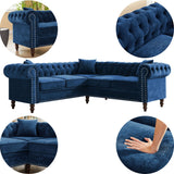 Blue Velvet  Deep Button Tufted Upholstered Arm