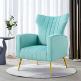 Modern Velvet Accent Chair with Arms, Wingback Reading Chair