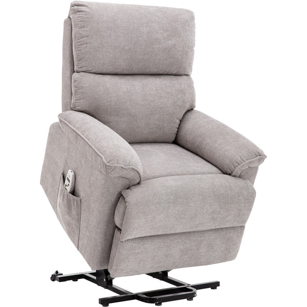 Power Lift Chair with Massage and Heating Function Soft Fabric Upholstery Recliner for Living Room,Light Gray