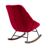 Tufted Upholstered Padded Seat Rocking Chair-Velvet Red