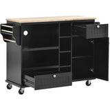 Kitchen Island Cart with Storage Cabinet and Two Locking Wheels, Solid wood Microwave cabinet