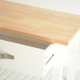Kitchen Island & Kitchen Cart, Rubber Wood Top, Mobile Kitchen Island with Two Lockable Wheels, Simple Design for Easy Storing and Fetching, Two Drawers Give Unique Storage for Special Utensil.