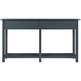 TREXM Rustic Brushed Texture Entryway Table Console Table with Drawer and Bottom Shelf for Living Room（Antique Navy）