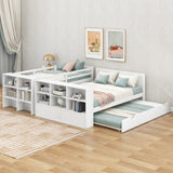 Twin over Full Bunk Bed with Trundle and Shelves