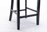 Contemporary Velvet Upholstered Barstools with Button Tufted Decoration and Wooden Legs, and Chrome Nailhead Trim, Leisure Style Bar