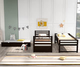 Orisfur. Twin Bunk Beds for Kids with Safety Rail and Movable Trundle bed