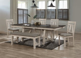 Cream 6pc Cottage Style Extendable Dining Table Set - solid wood