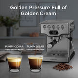 Geek Chef Espresso Machine,20 bar espresso machine with milk frother for latte,cappuccino,Machiato,for home espresso maker,1.8L Water Tank,Stainless Steel
