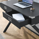 Black Computer Desk with Storage, Sturdy Table for home office