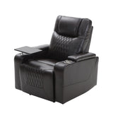 Power Motion Recliner with USB Charging Port and Hidden Arm Storage 2 Convenient Cup Holders Design and 360° Swivel Tray Table,Black（旧PP198292AAB）