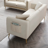 Beige Velvet Loveseat Sofa 2 Seater Couch with Removable Cushions