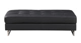 Black Genuine Leather Ottoman