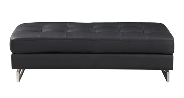 Black Genuine Leather Ottoman