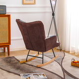 Rocking Chair, Tufted Upholstered Rocking Chair for Nursery, Comfy Wingback Glider Rocker with Safe Solid Wood Base for Living Room Bedroom Balcony