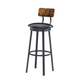 Oval Stool Swivel Bar Stool, Tall Bar Stool With Backrest, Industrial, Thick Iron Frame Footrest, 29.5" High.（Rustic Brown，17.5’’w x 13.4’’d x 40.5’’h）