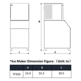 PAKROMAN 350LBS/24H Commercial Ice Maker Machine, ETL Listed, ETL Sanitation Listed, CE, CEC, Air Cooled, Magnetic Door Panel, Automatic Cleaning