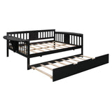 Full size Daybed with Twin size Trundle, Wood Slat Support, Espresso