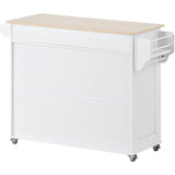 Kitchen Island Cart with Two Storage Cabinets，Wine Rack, Two Drawers, Spice Rack, Towel Rack