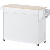 K&K Store Kitchen Island Cart with Two Storage Cabinets - Wine Rack, Two Drawers - Spice Rack - Towel Rack