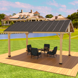 13x16 FT,Large shelf wood pergola .Solid Wood Gazebo with Waterproof Asphalt Roof, Outdoor Permanent Hardtop Gazebo Canopy for Patio, Garden, Backyard