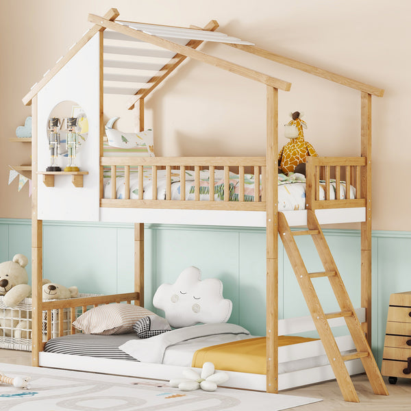 Twin Over Twin Bunk Bed Wood Bed
