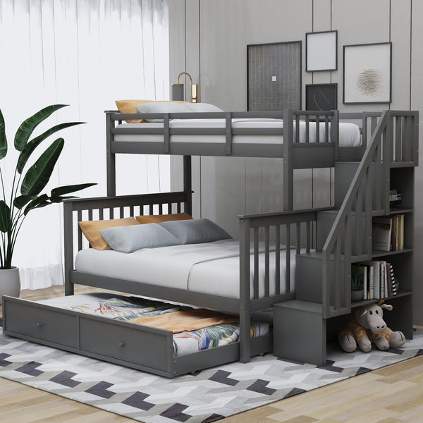 Stairway Twin-Over-Full Bunk Bed with Twin size Trundle